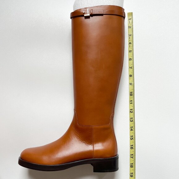 Lafayette 148 Wren Riding Boot in Vachetta Leather Copper EU 37.5 US 7.5 NEW - Picture 12 of 14